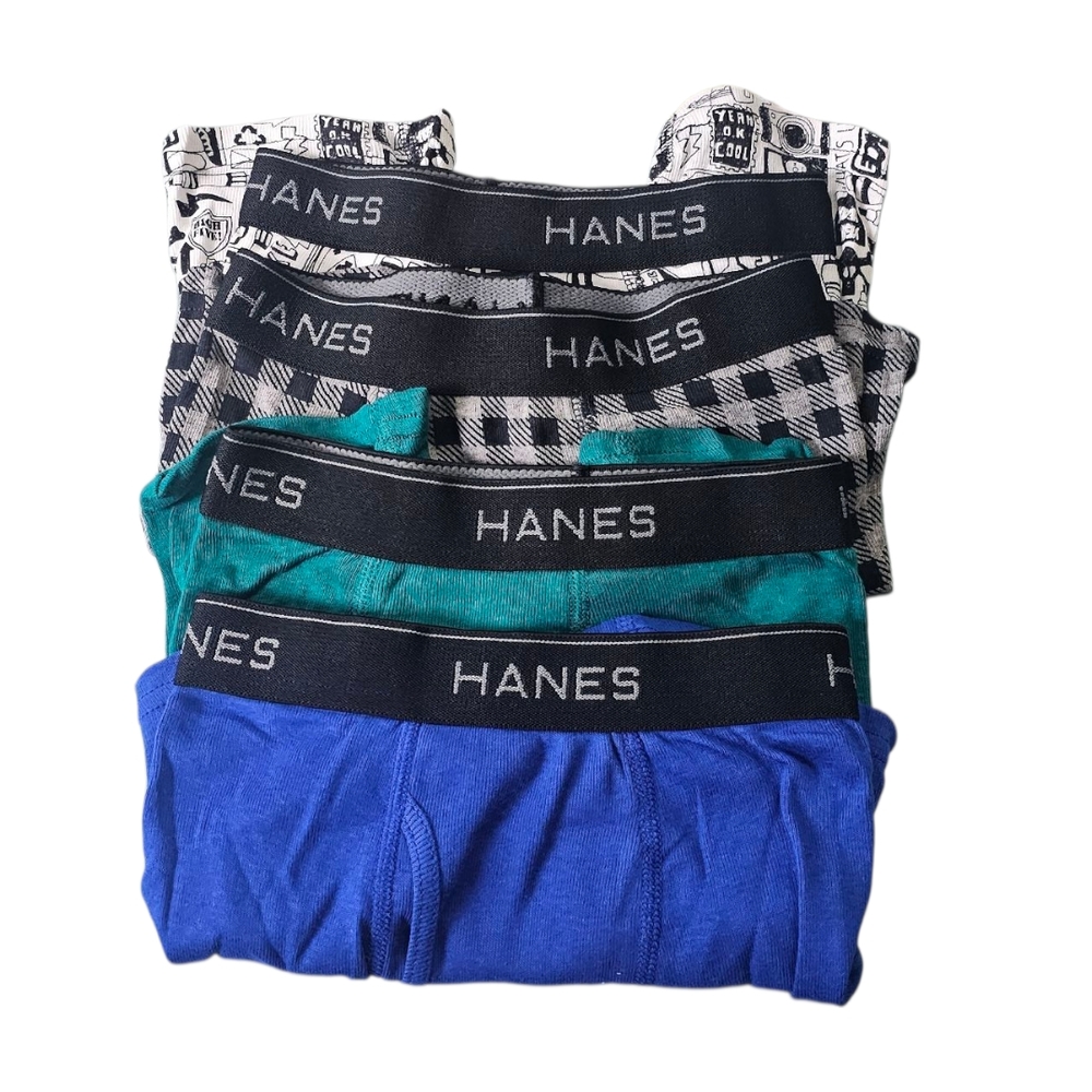 Hanes Boys Boxer Briefs 4 Pack Size Small Blue Green Plaid NWOT